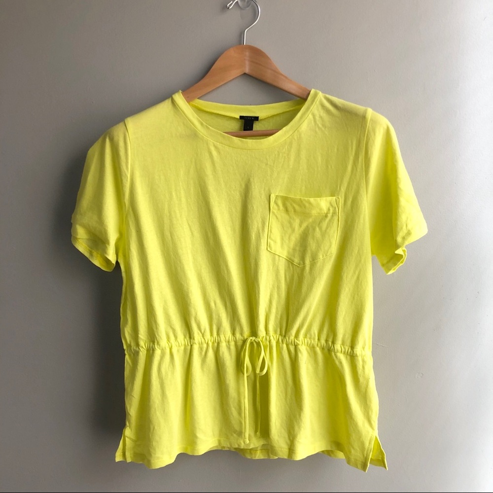 J. Crew Neon Yellow Drawstring T-Shirt with Pocket